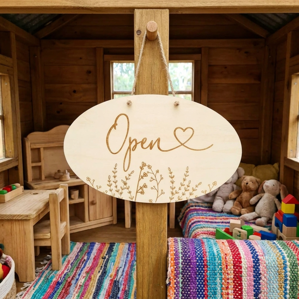 Open & Closed Floral Sign