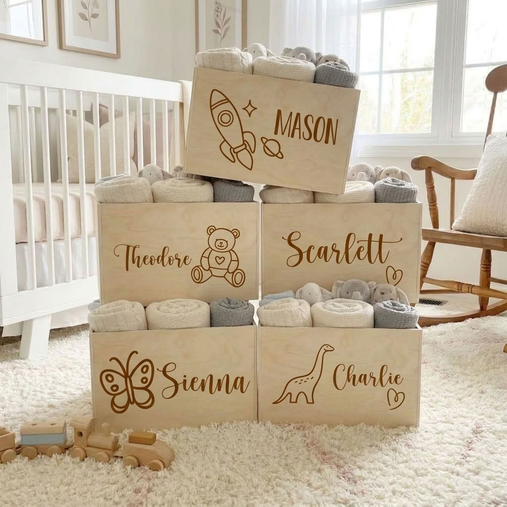 Personalised Wooden Toy Box - Multiple Designs to choose from