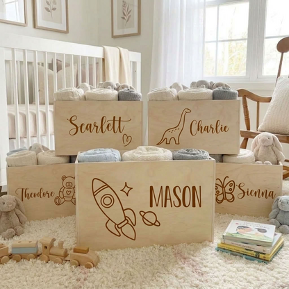 Personalised Wooden Toy Box - Multiple Designs to choose from