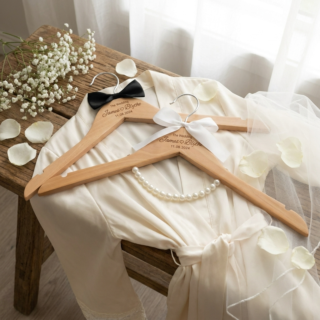 Personalised Wooden Wedding Hanger