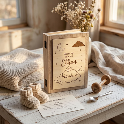 Personalised Wooden Book - Multiple Designs to choose from