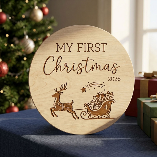 My First Christmas Plaque - Santa Sleigh