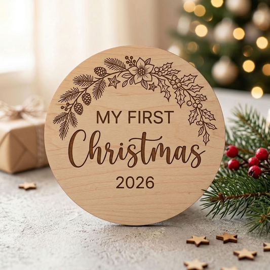 My First Christmas Plaque - Christmas Floral