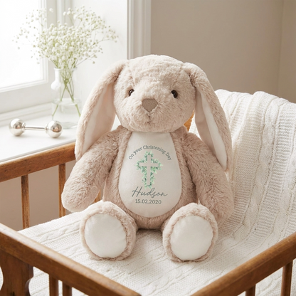 Bunny Plush - Green Foilage Cross Christening