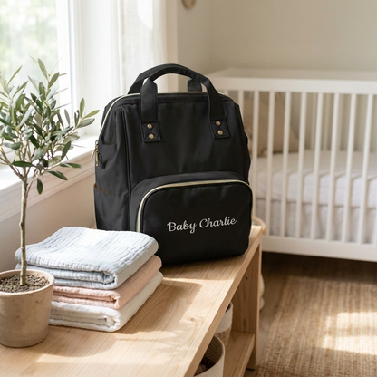 Personalised Diaper Bag - Black
