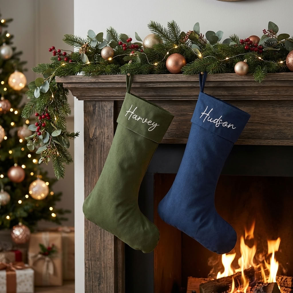 Personalised Canvas Stockings - Multiple Colours