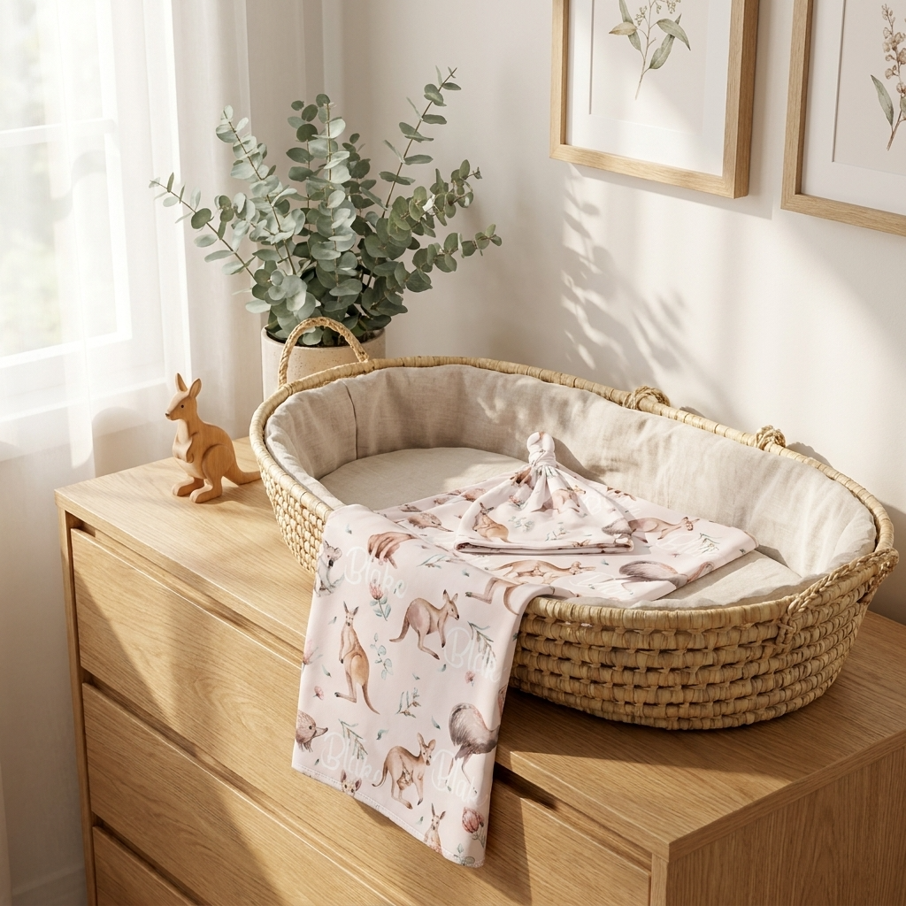 Personalised Baby Swaddle & Beanie Set - Australiana