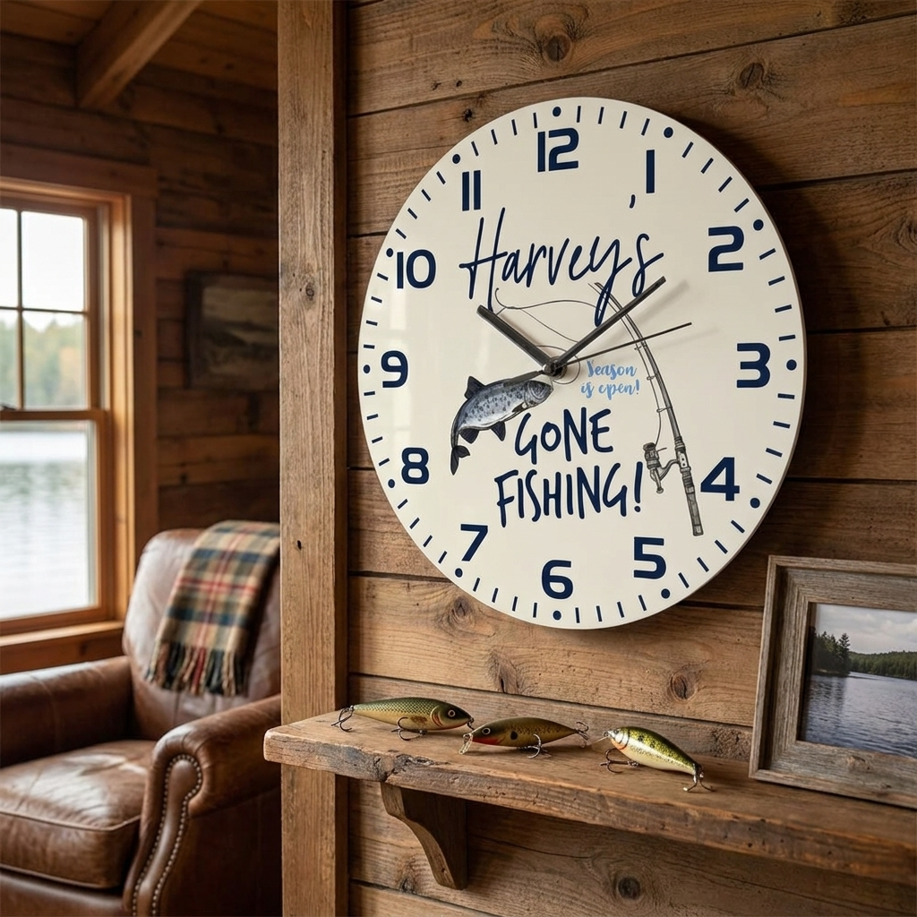 Personalised Clock - Gone Fishing