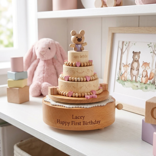 Birthday Cake Wooden Music Box