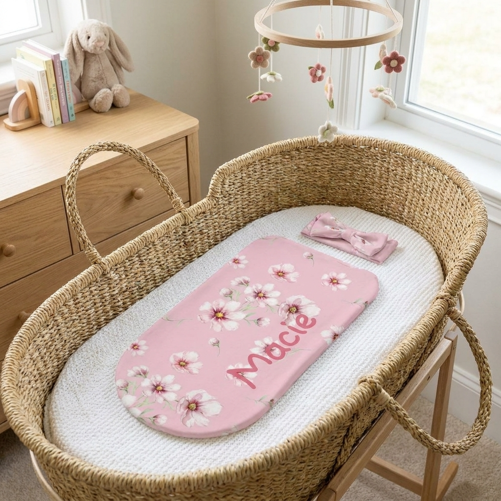 Personalised Baby Swaddle & Headband Set - Camellia