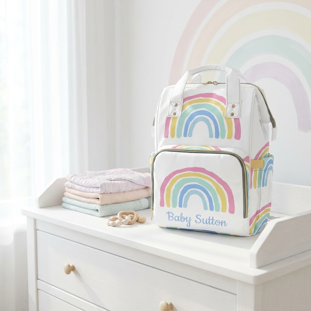 Personalised Diaper Bag - Rainbow
