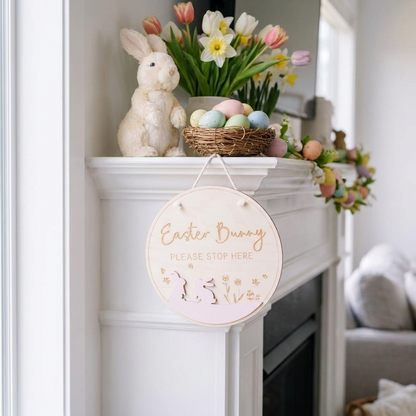 Easter Bunny Please Stop Here Sign 3D
