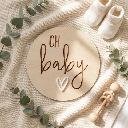 oh baby heart birth annoucement