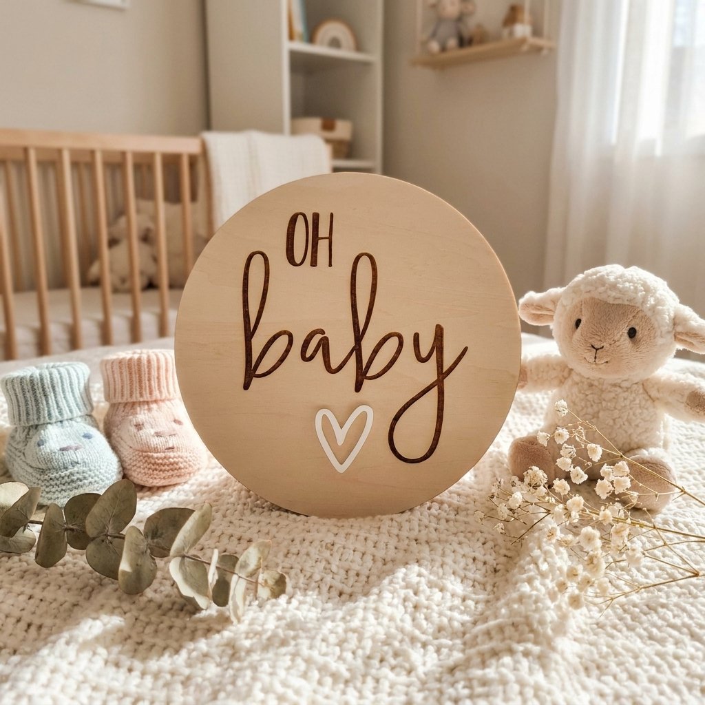 oh baby heart birth annoucement
