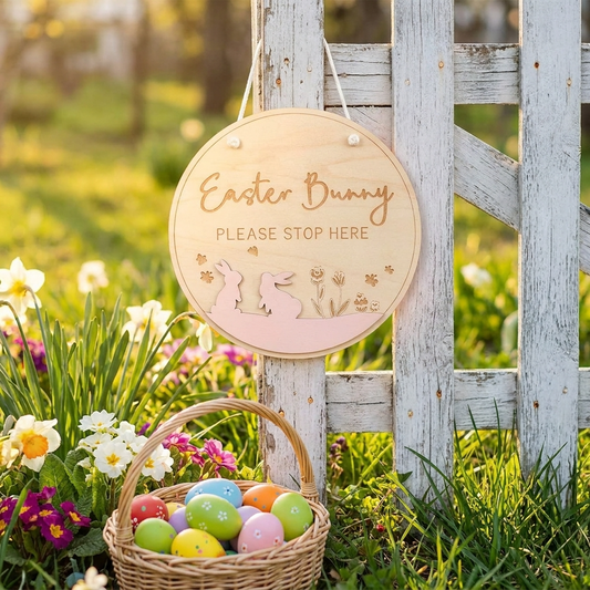 Easter Bunny Please Stop Here Sign 3D