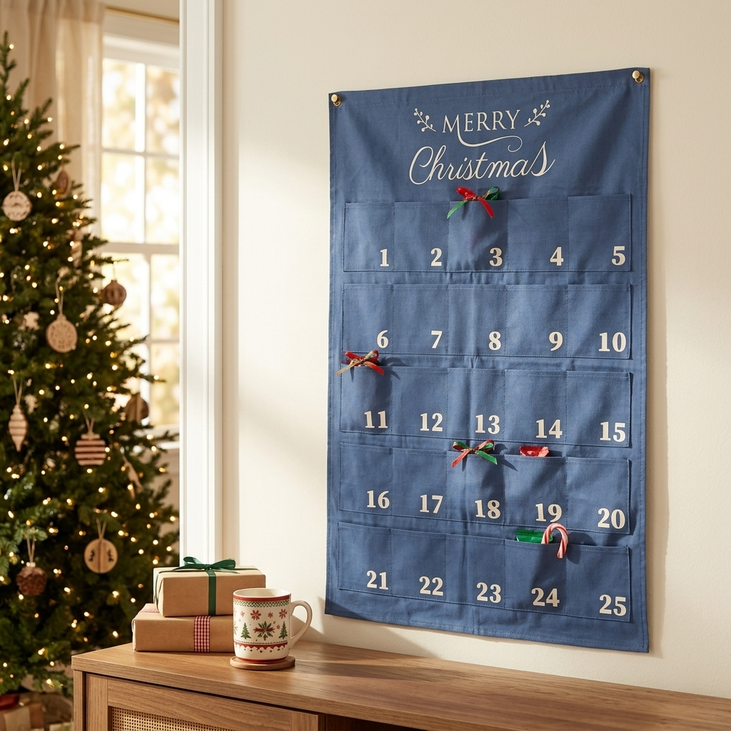 Merry Christmas Leaf Advent Calendar NAVY