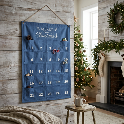 Merry Christmas Leaf Advent Calendar NAVY