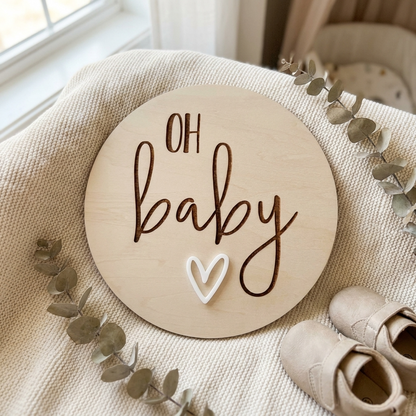 oh baby heart birth annoucement