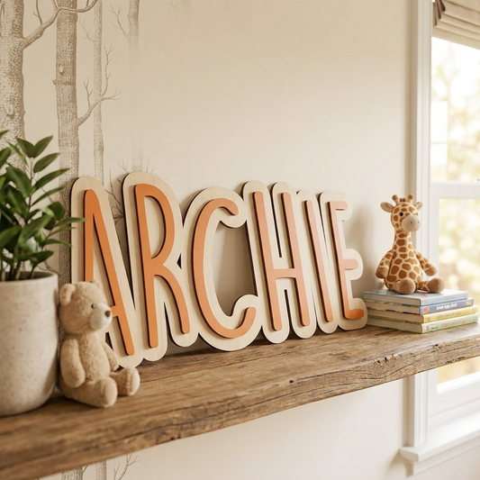 Double Layer Wooden Names Plaque