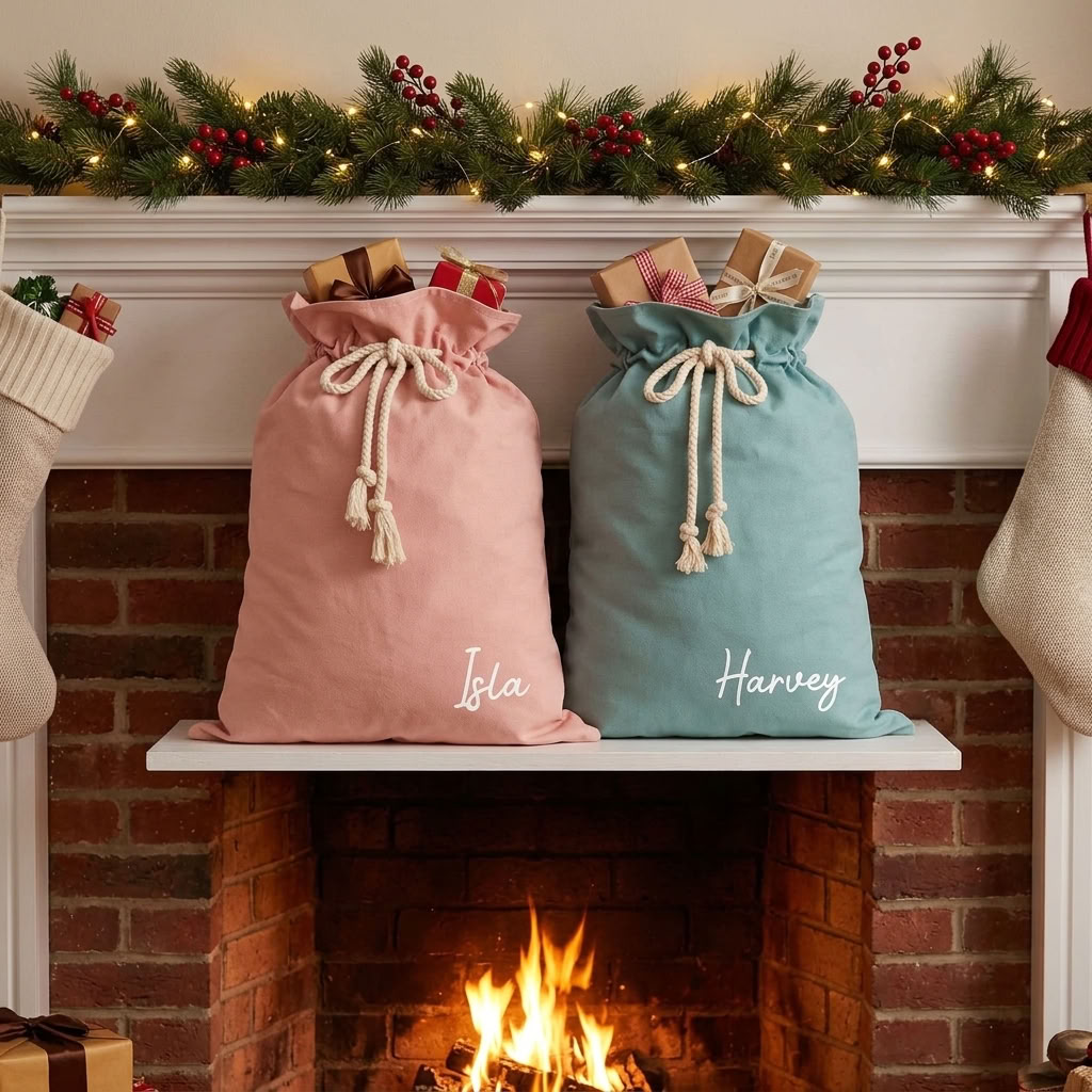 Personalised Canvas Santa Sacks - Multiple Colours