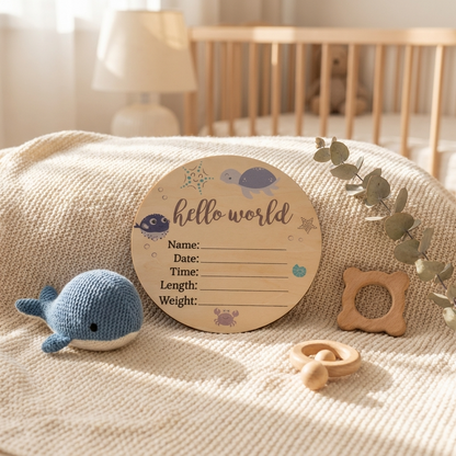 Sea Animals Wooden Birth Disc