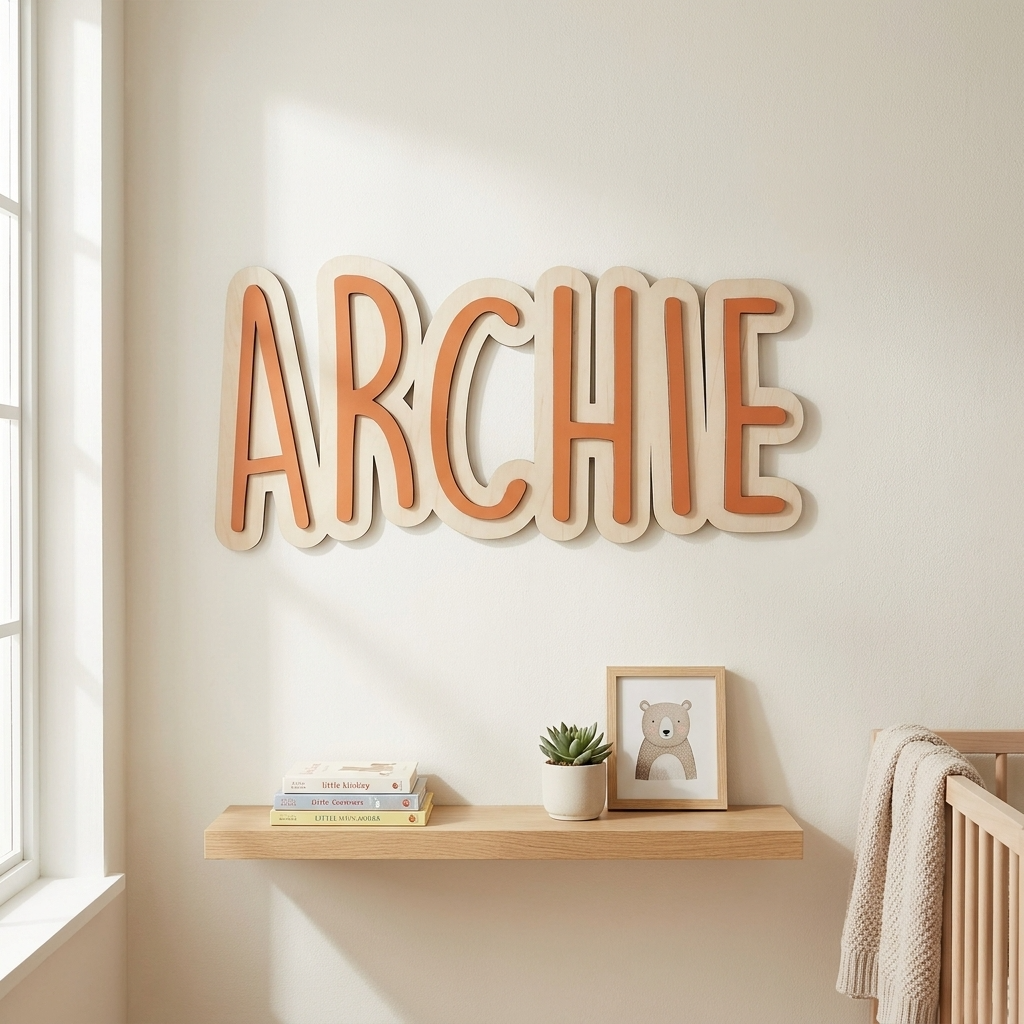 Double Layer Wooden Names Plaque