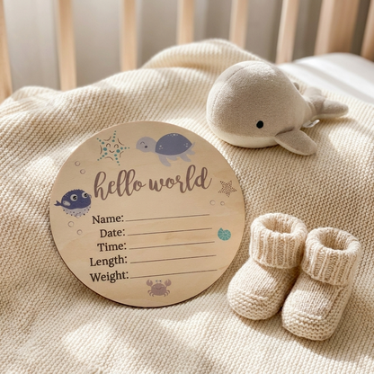 Sea Animals Wooden Birth Disc