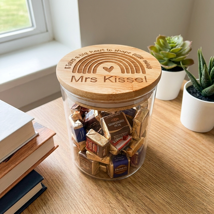 Personalised Rainbow Thank You Teacher Jar