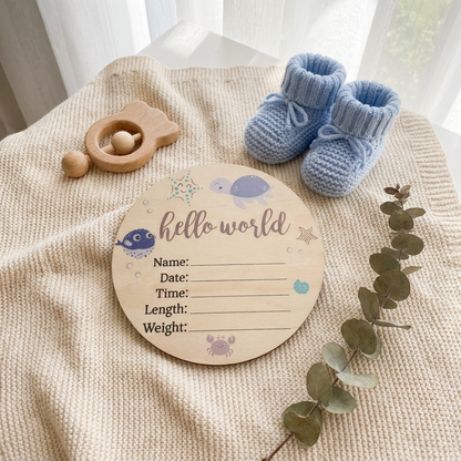 Sea Animals Wooden Birth Disc