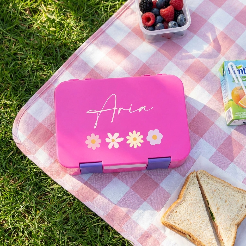 Personalised Lunch Boxes - Pink Daisy