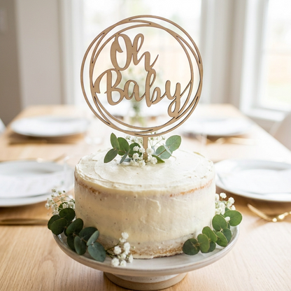 Oh Baby Cake Topper Round
