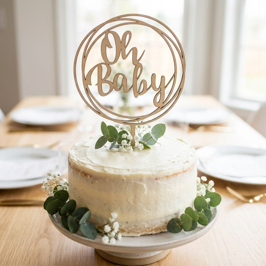 Oh Baby Cake Topper Round
