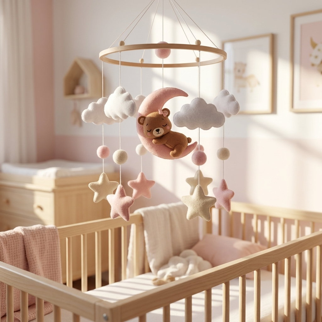 Pink Teddy Nursery Mobile