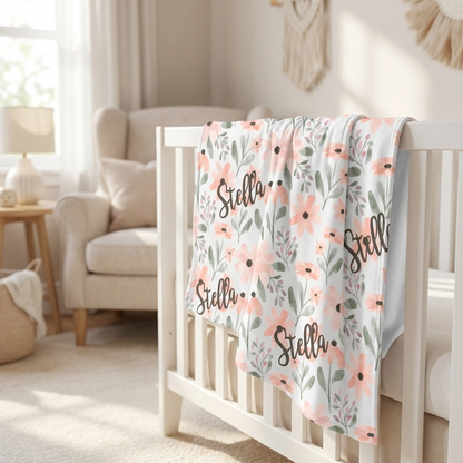 Blanket - Pink Floral Watercolour