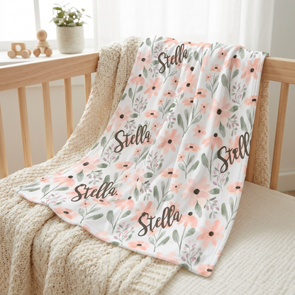 Blanket - Pink Floral Watercolour