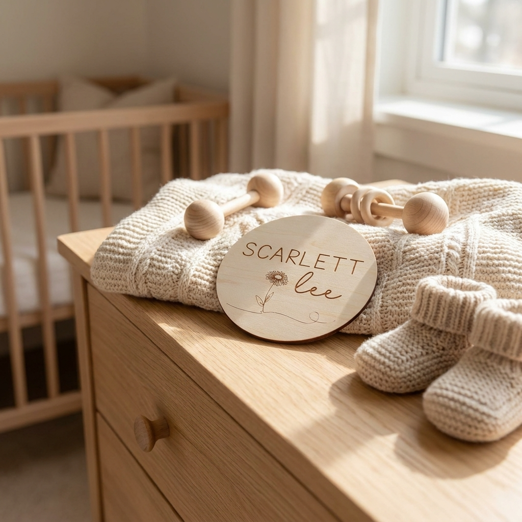 Personalised Baby Name Wood Disc - Daisy