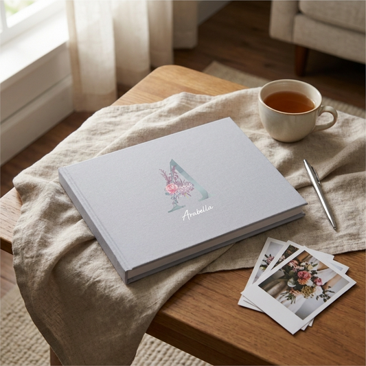 Personalised Scrapbook - Grey Floral Letter