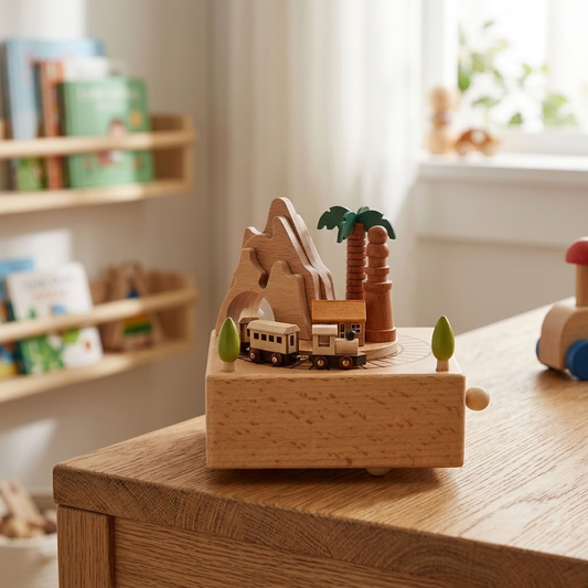 Wooden Train Music Box
