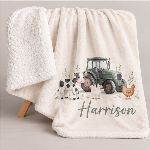Personalised Baby Sherpa Blanket - Farm