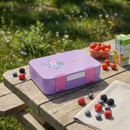 Personalised Lunch Boxes - Purple Flower