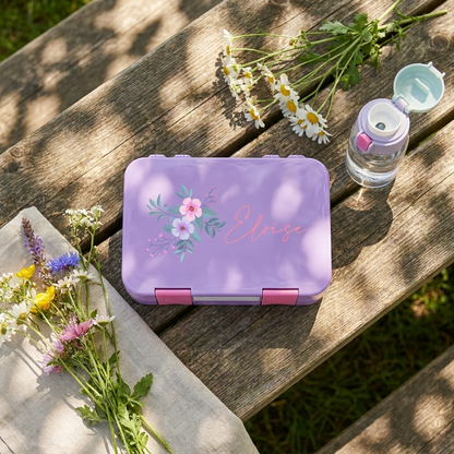 Personalised Lunch Boxes - Purple Flower