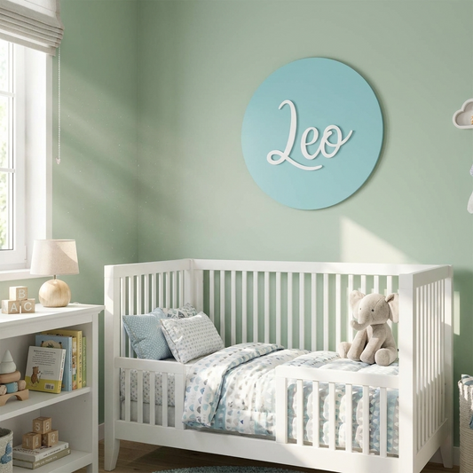 Personalised Acrylic Round Name Sign for Nursery Décor