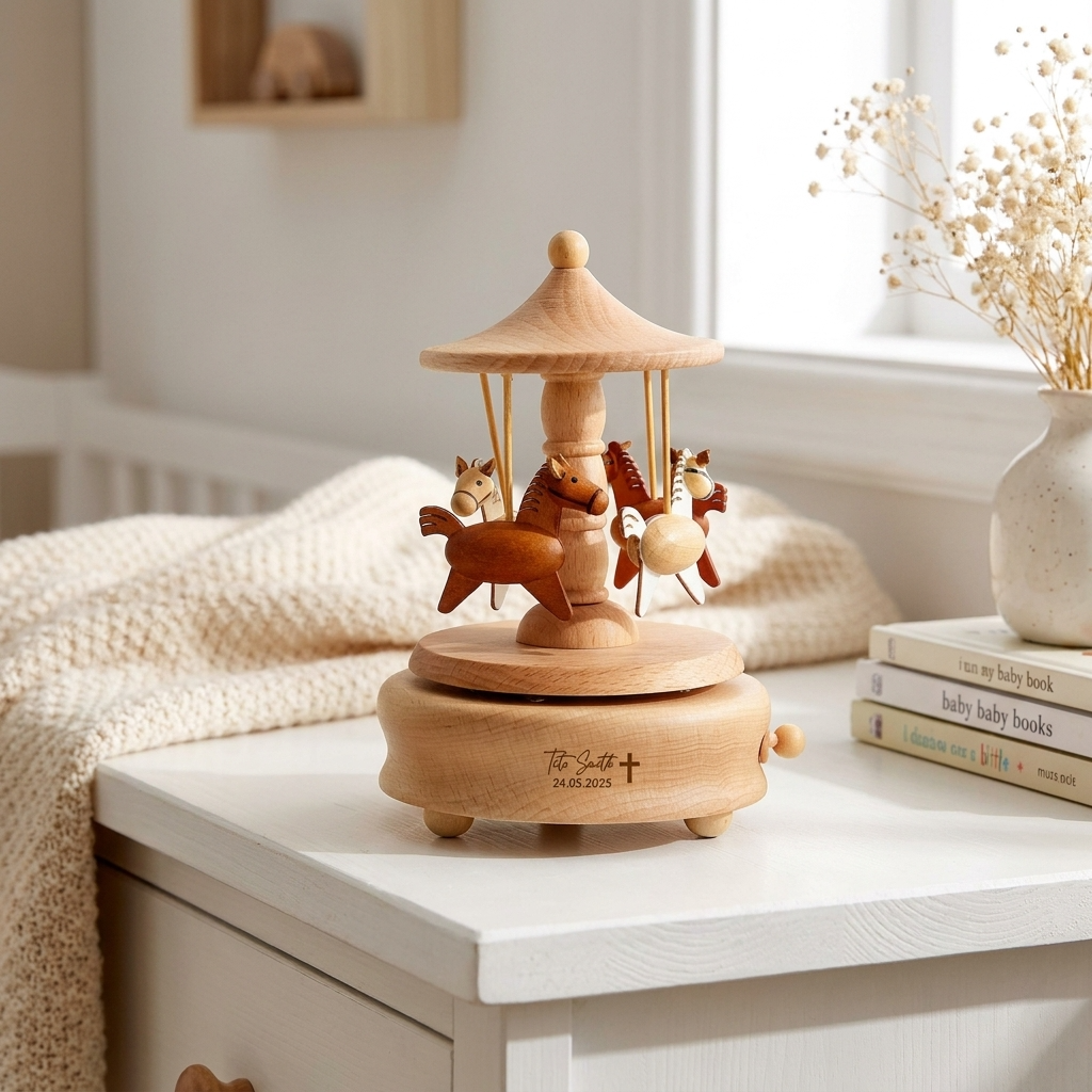 Horse Carousel Music Box - Baptism Gift
