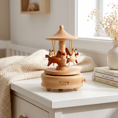 Horse Carousel Music Box - Baptism Gift