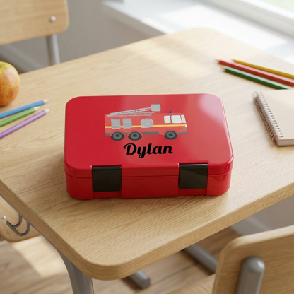 Personalised Lunch Boxes - Red Fire Truck