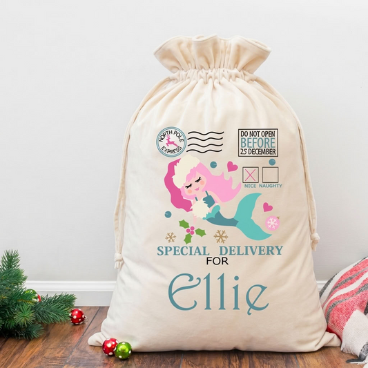 Personalised Santa Sack - Pastel Christmas