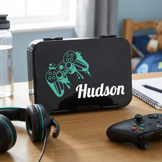Personalised Lunch Boxes - Black Gamer