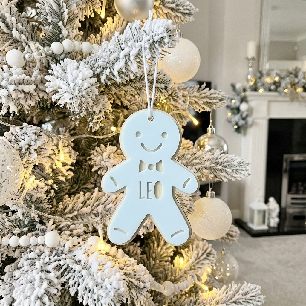 Personalised Pastel Christmas Decorations - Gingerbread Man