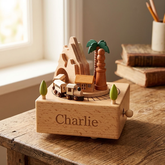 Wooden Train Music Box