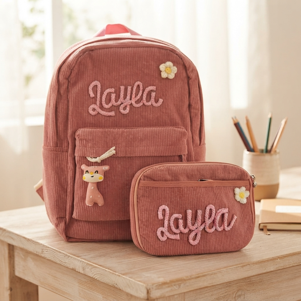 Personalised Embroidered Kids Backpack and Lunch Bag Set